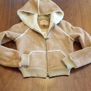 ABERCROMBIE & FITCH Vintage 2004 NWT Suede SHEERLING Cropped Coat Small